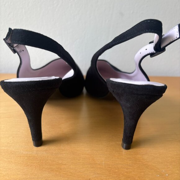 Sole Bliss Audrey Slingback Suede Pumps Mid Heel - Picture 3 of 5